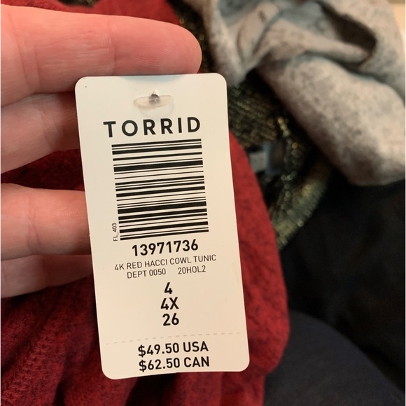NEW Torrid 4 Super Soft Plush Dark Red Cowl Neck Tunic - Picture 8 of 8
